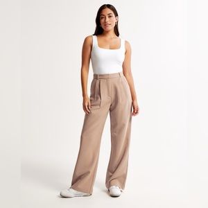 Abercrombie & Fitch Tan High-Waisted Trousers
